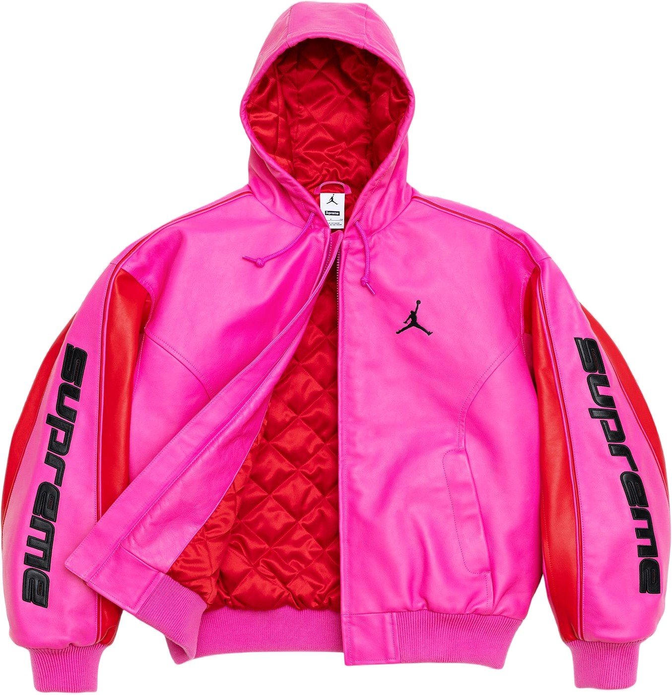 Supreme®/Jordan® Hooded Leather Jacket view 13